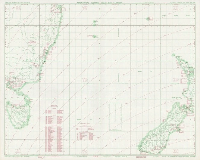 Aeronautical plotting chart - ICAO 1:3,000,000. Australia-Tasman Sea-New Zealand.