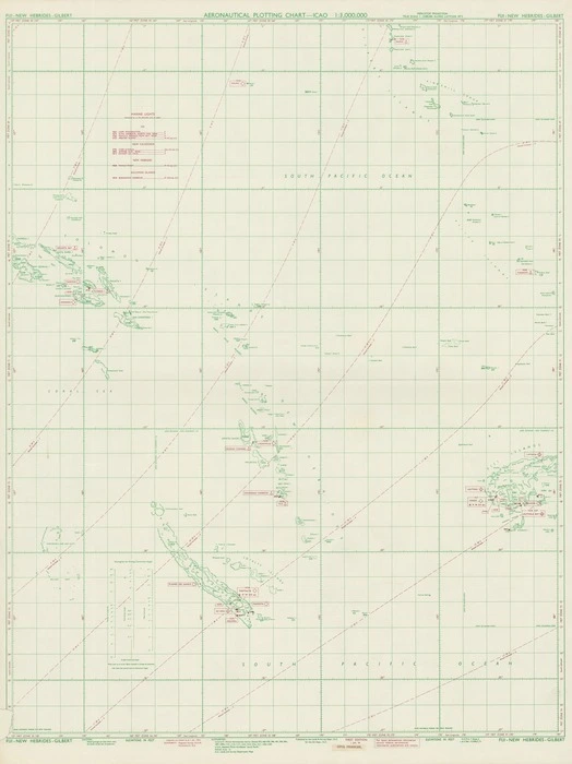 Aeronautical plotting chart, ICAO 1:3,000,000. Fiji-New Hebrides-Gilbert.