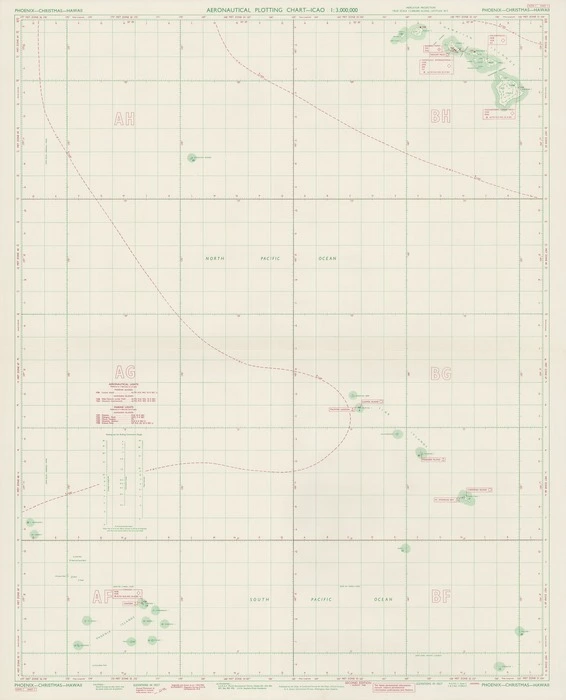 Aeronautical plotting chart, ICAO 1:3,000,000. Phoenix-Christmas-Hawaii.