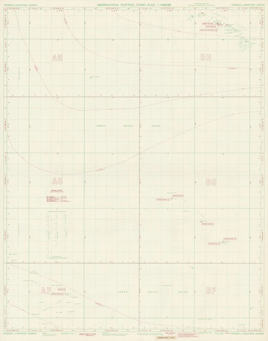 Aeronautical plotting chart, ICAO 1:3,000,000. Phoenix-Christmas-Hawaii.