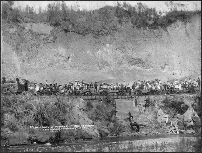 Picnic party at Pumice Cutting, Manunui