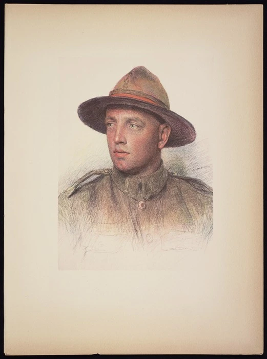 Burnand, Eugene, 1850-1921 :Sergent néo-zélandais (Otago Reg NZEF) G A McChesney (de Invercargill, Nouvelle Zélande). [Paris, 1922]