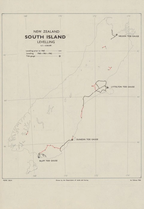 South Island levelling / drawn by the Department of Lands and Survey.