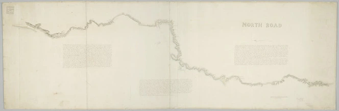 Fitzgerald, Thomas Henry, 1824-1888: North Road [ms map]. [Johnsonville to near Paekakariki] (signed) A.H. Russell, Captn 58th Reg[imen]t, Sup[erintenden]t of Mil[itar]y Roads [1849].