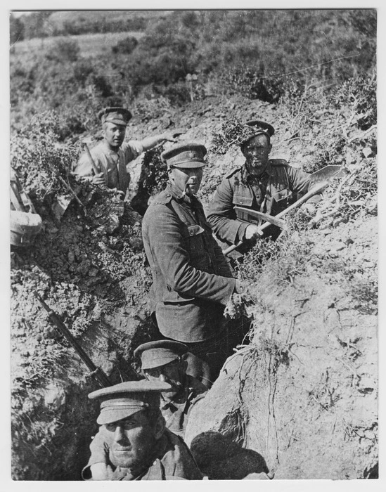 World War I soldiers in a trench during the Gallipoli campaign, Turkey
