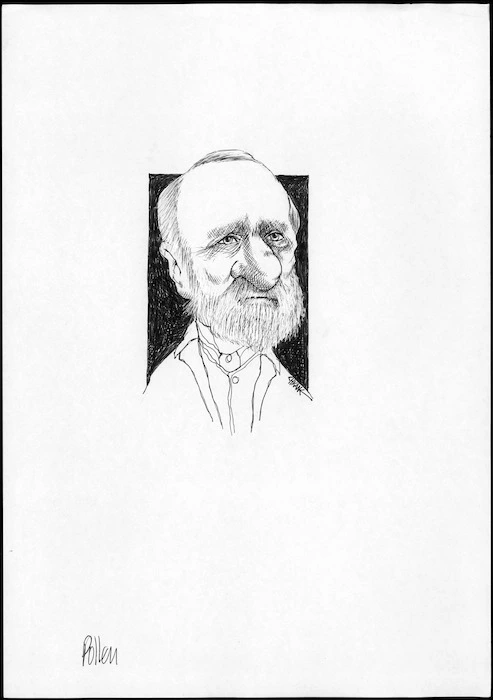 Winter, Mark, 1958- :Caricature of Daniel Pollen, 1813-1896, drawn April 2003.
