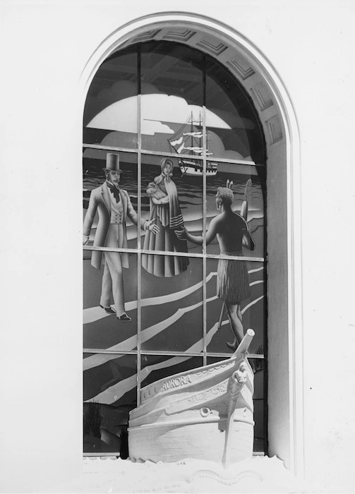 Stained glass window in the Wellington Provincial Centennial Memorial, Petone