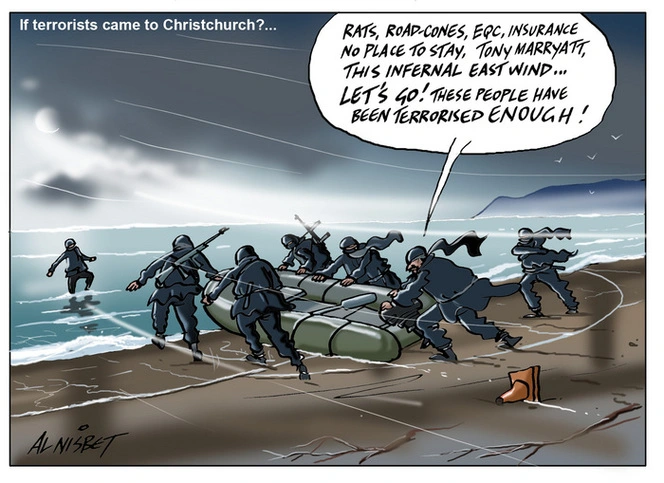 Nisbet, Alastair, 1958- :If terrorists came to Christchurch. 3 November 2014