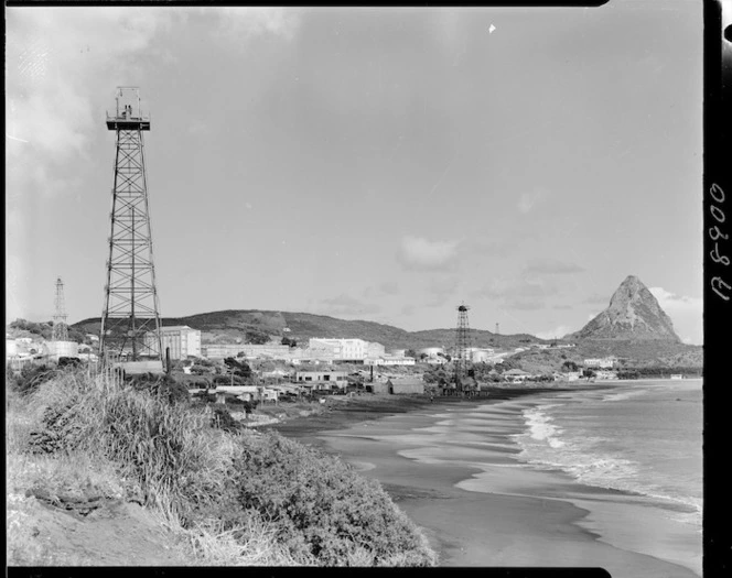 Ngamotu Beach and Paritutu Rock - Photograph taken by Edward Percival Christensen