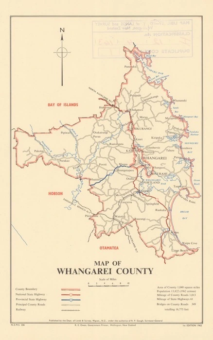 Map of Whangarei County.