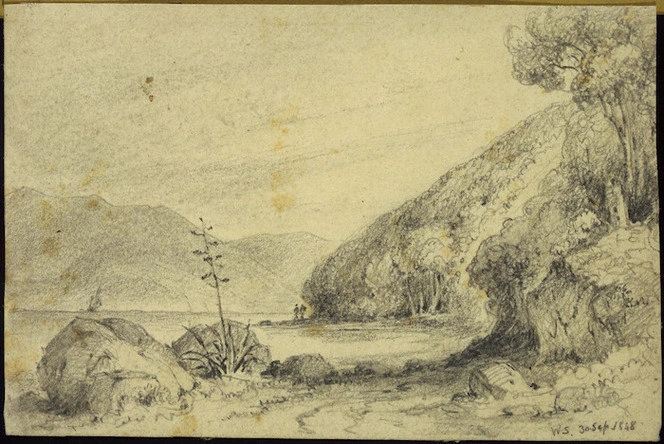 Swainson, William, 1789-1855 :Petoni road, looking towards Wellington. 1848