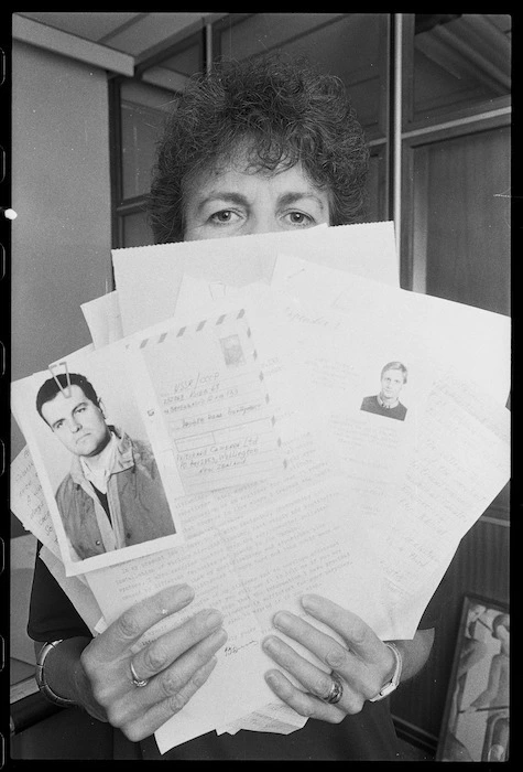 Employment consultant Jenny Bates with job applications from the Soviet Union - Photograph taken by Jon Hargest