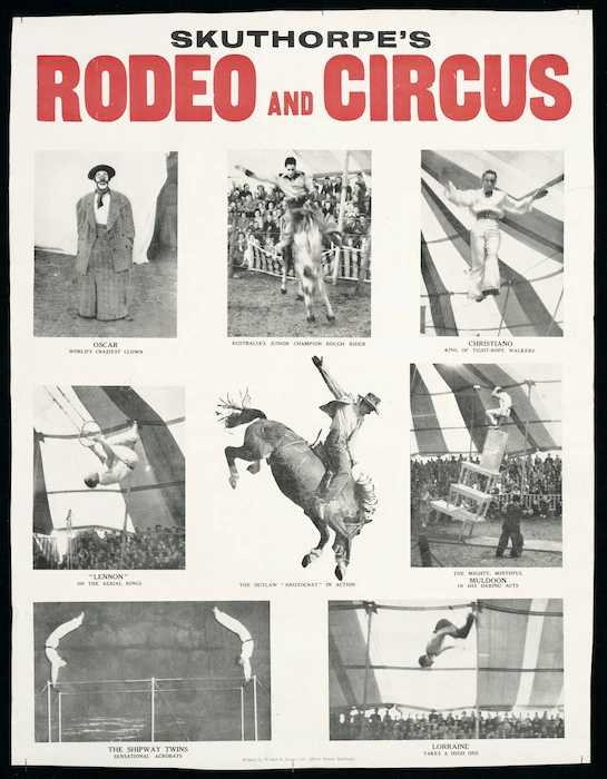 Skuthorpe's rodeo and circus. Printed by Wright & Jaques Ltd, Albert Street, Auckland. [1948?]