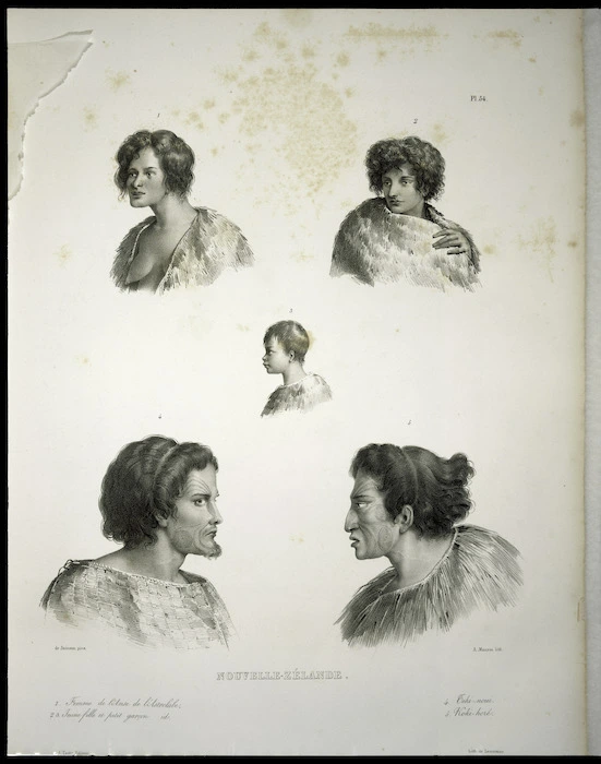 Sainson, Louis Auguste de, b. 1801 :Nouvelle Zelande. 1. Femme de l'anse de l'Astrolabe. 2, 3. Jeune fille et petit garcon. De Sainson pinx. ; A. Maurin lith. [Paris, 1833]