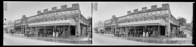 Split image showing two views of Bisley's Buildings, Hamilton