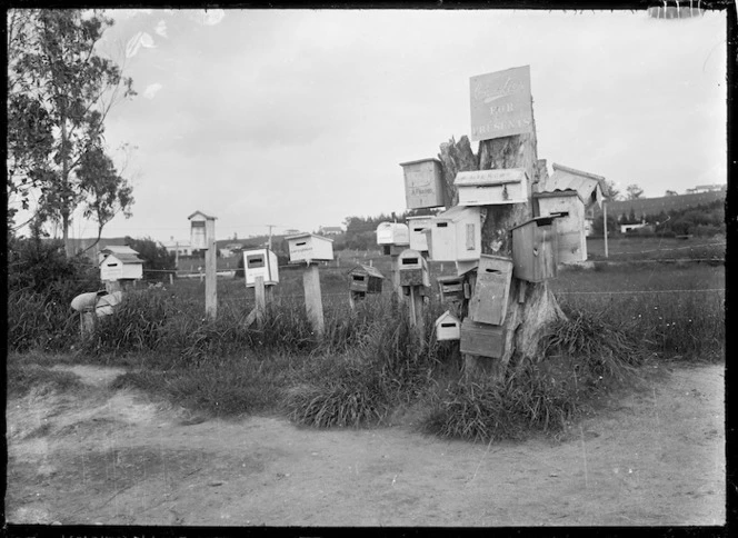 View of a large group of letterboxes at Frankton Junction.