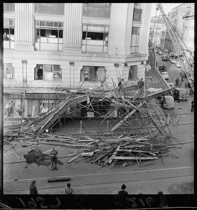 Scaffolding accident at D.I.C. department store, Lambton Quay, Wellington