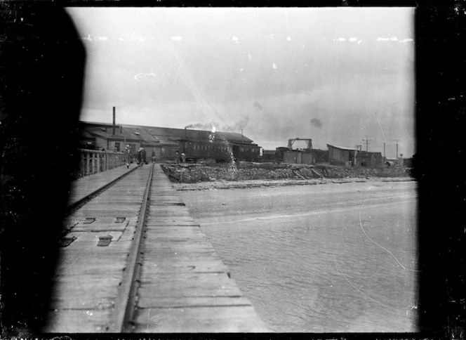 Passengers walking down Mount Manganui Railway wharf, Tauranga