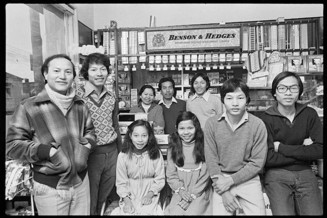 The Buivan family in their Tasman Street shop - Photograph taken by Don Scott