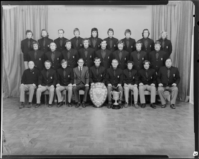 Wellington Rugby Football Union representative team of 1974, with Ranfurly Shield