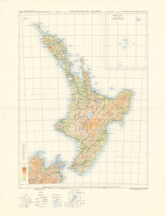 World aeronautical chart, ICAO 1:1,000,000. 3474S, North Island, N.Z. (including 3362, 3453, and 3474).