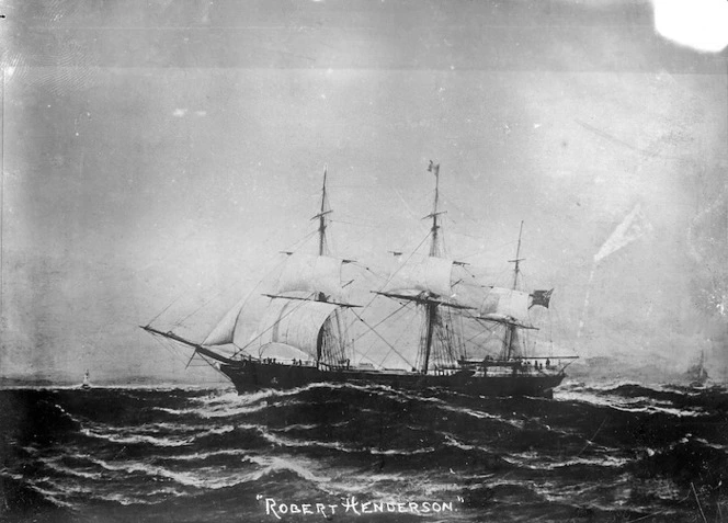 Photograph of a painting depicting the sailing ship Robert Henderson