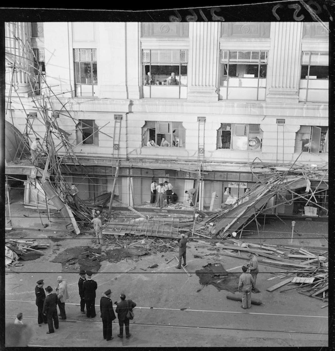 Scaffolding accident at D.I.C. department store, Lambton Quay, Wellington