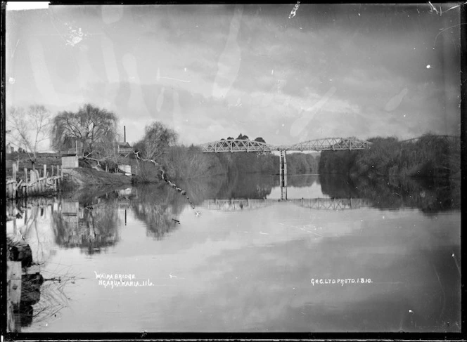 Waipa Bridge over the Waipa River at Ngaruawahia, 1910 - Photograph taken by G & C Ltd