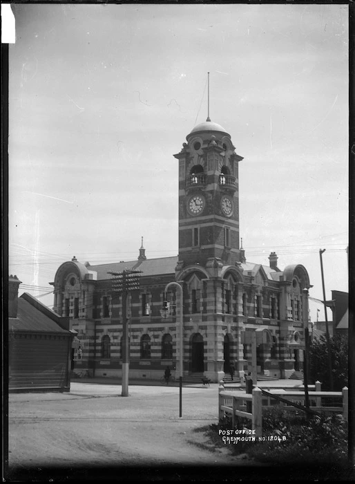 Post Office with clock tower at Greymouth