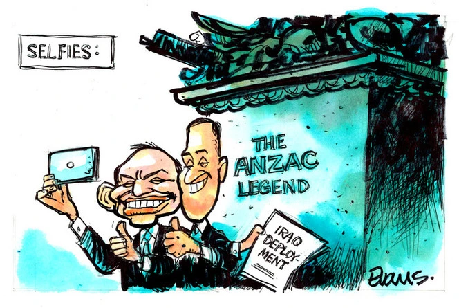 Evans, Malcolm Paul, 1945- :Abbott and Key take Selfies. 20 April 2015