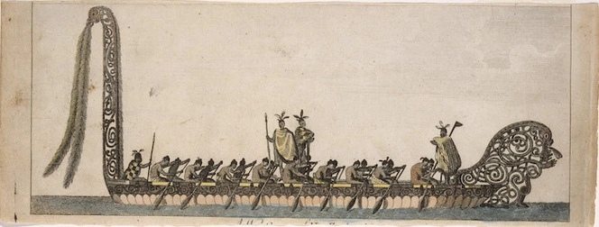 [Parkinson, Sydney] 1745-1771 :A war canoe of New Zealand / R. B. Godfrey, engraver. London, 1784