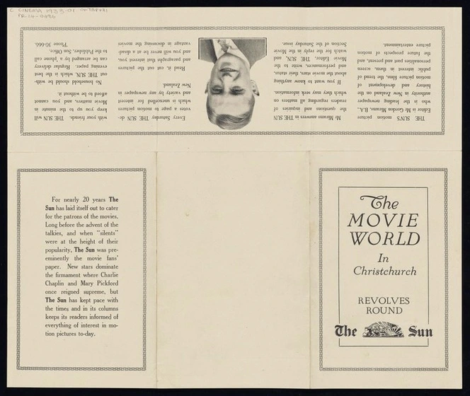 Sun (Christchurch, N.Z. ; 1914) :The movie world in Christchurch revolves around the Sun [1933]