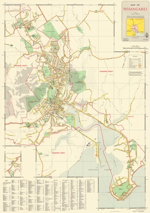 Map of Whangarei, including Kamo & Onerahi.