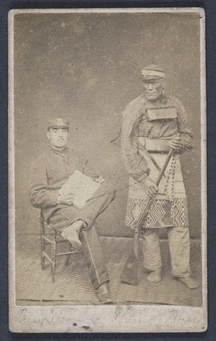 Photographer unknown :Portrait of Ensign Gordon Robley & Raniera Te Hiahia