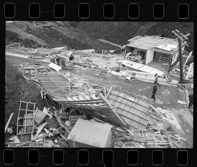 Houses in Kingston Heights, Wellington, destroyed by Wahine storm