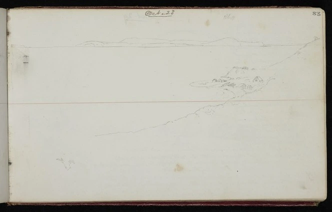 Mantell, Walter Baldock Durrant, 1820-1895 :[Small settlement on coast near Oamaru] Oct 28. [1848]