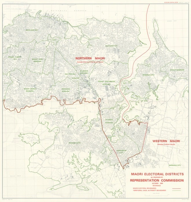 Māori electoral districts as proposed by Representation Commission October 1982.