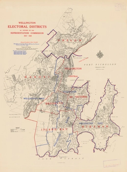 Wellington electoral districts as defined by the Representation Commission May, 1946.