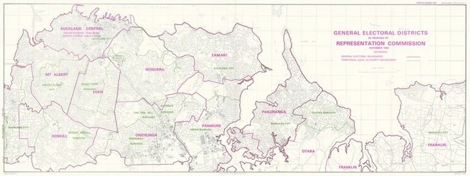 General electoral districts as defined by Representation Commission November 1986.