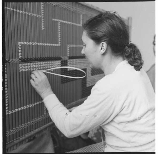 Maori women making tukutuku panels, Waiwhetu Marae, Lower Hutt