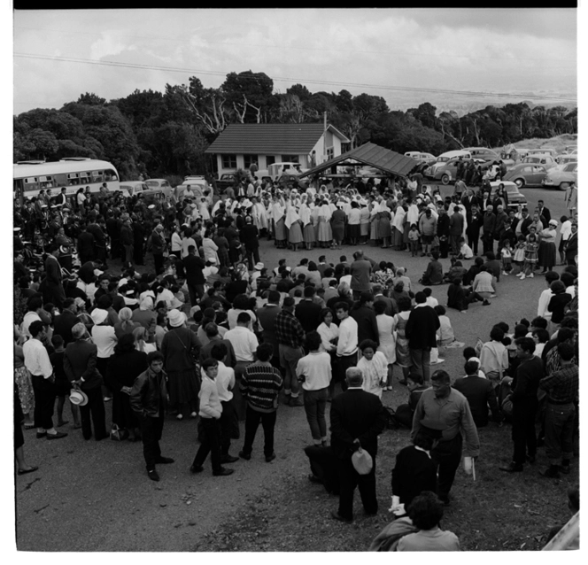 Gathering at Dawson Falls Lodge, Mt Egmont, Taranaki