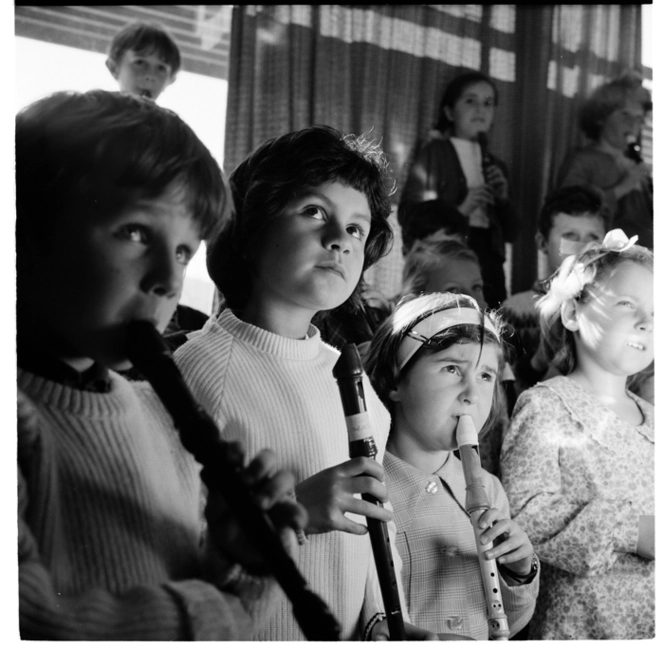 Recorder group at celebrations for the opening of new buildings, Karori West Normal School, Wellington.