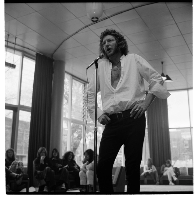 Poetry reading on Otago University campus, by Sam Hunt