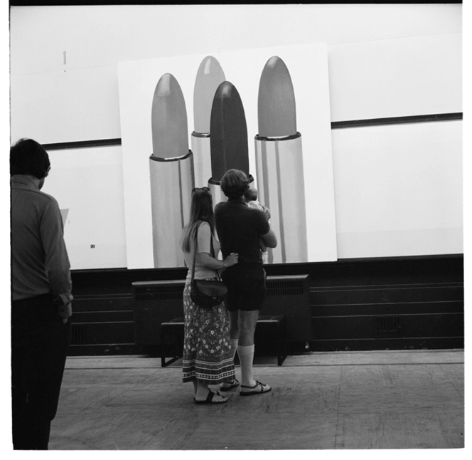 Modern art exhibition at the Academy of Fine Arts in the Dominion Museum building, Wellington, 1974.