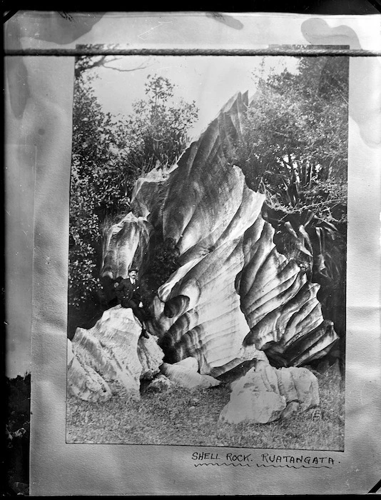 Shell Rock (limestone rock formation) at Ruatangata, 1923
