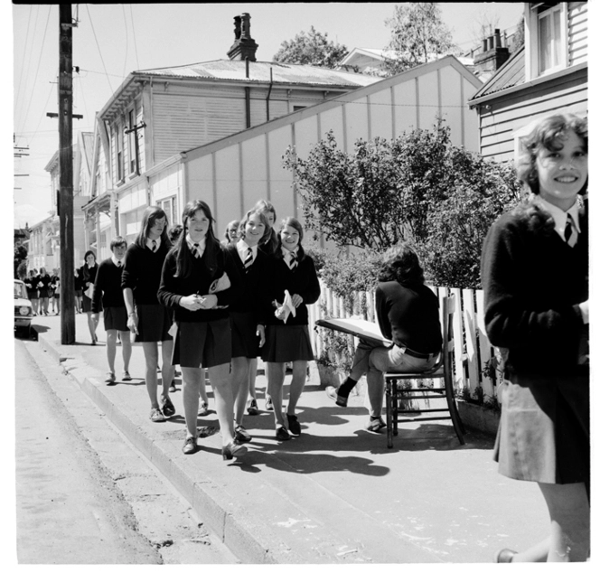 Two-storeyed cottage with picket fence in Tinakori Road, Wellington