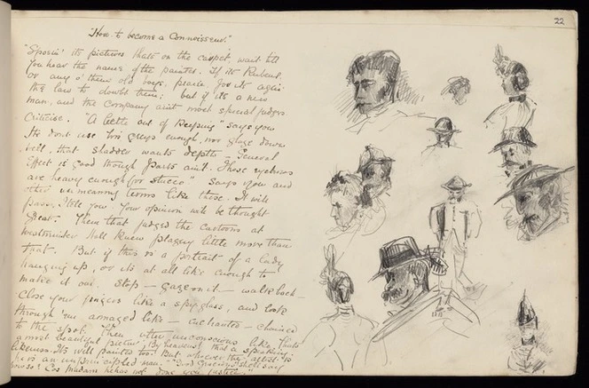 Hodgkins, Frances Mary 1869-1947 :How to become a connoisseur... [Sketches of heads. 1887]