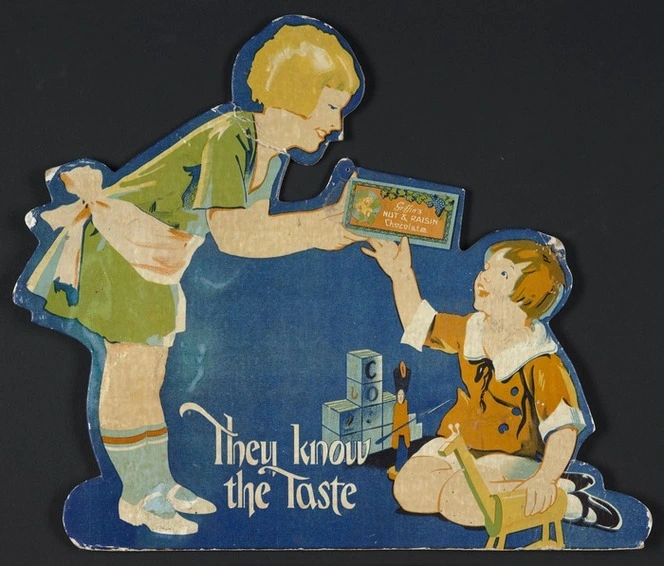 Griffin's (Firm) :They know the taste. Griffin's nut & raisin chocolate [Display card. ca 1925]