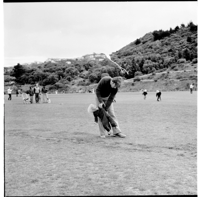 Families flying kites