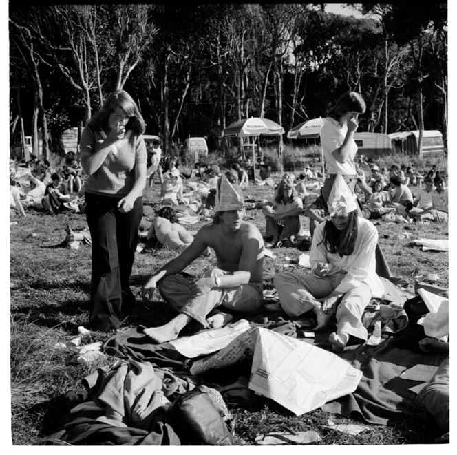 Patrons possibly at the Waikino Music Festival in January 1977